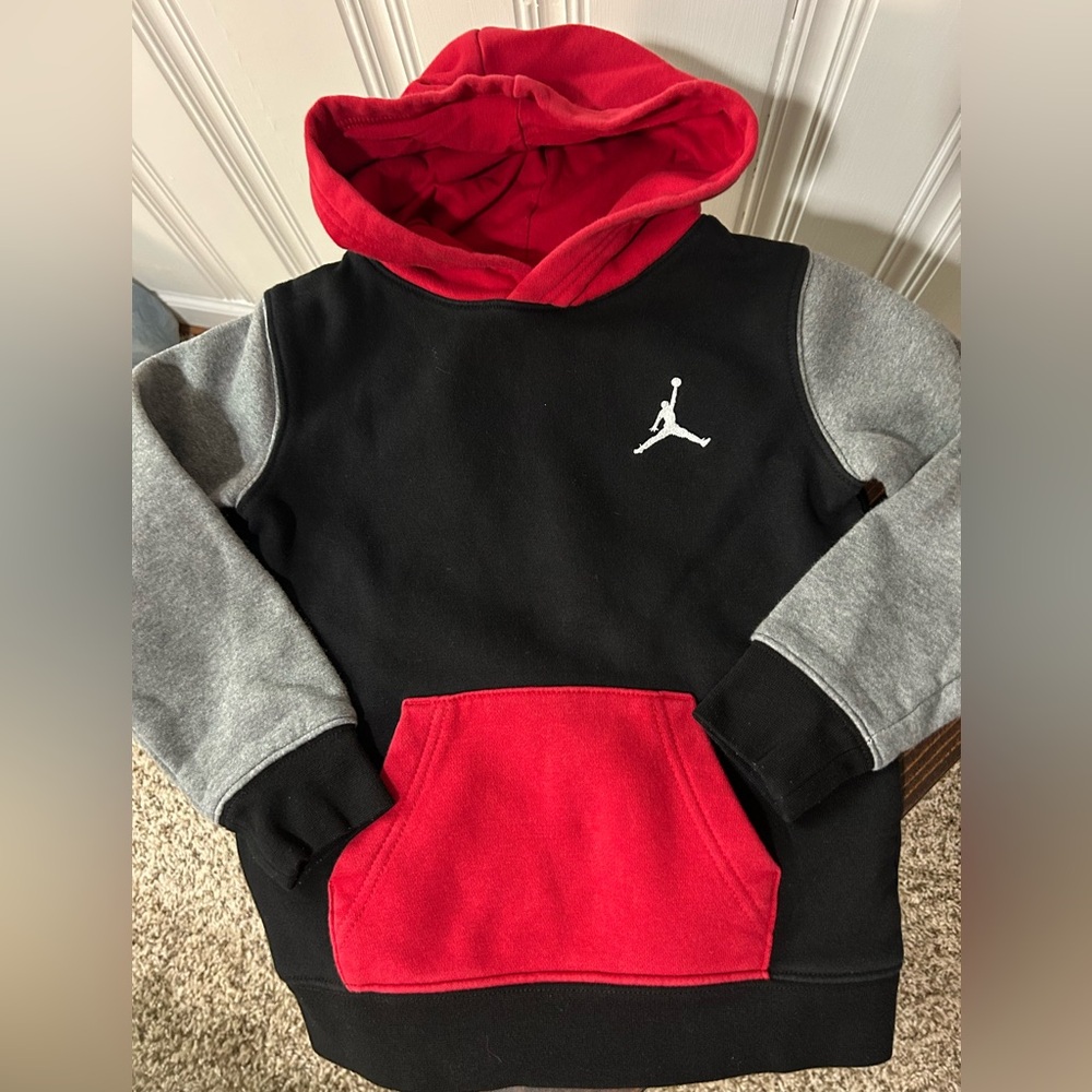 Jordan Kids Black, Red, and Gray Hoodie